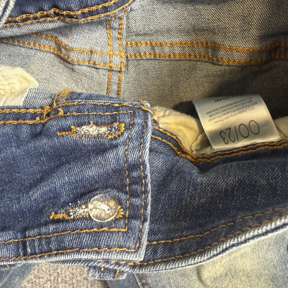 Simple Society High Waisted‎ Flare Jeans Medium Wash Seam Front Size 00/23 - Picture 10 of 13